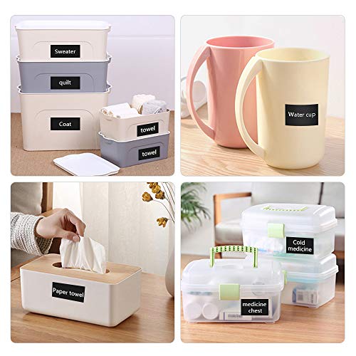 Pegatina de Pizarra, hicoosee Marcadores Adhesivos Pegatina Reutilizable con 1 Tiza Blanco Marcador, Borrable Pizarra Extraíble Borrable para Decorar Tarros,Vino,Despensa,Hogar y Oficina 200 Piezas