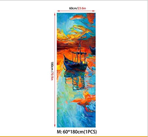 Pegatinas de pared 3D Pintura Al Óleo Paisaje Autoadhesivo Vinilo Nevera Pegatinas Cubierta Mural Etiqueta de La Puerta del refrigerador Cocina Decoración para el hogar 60x180 cm