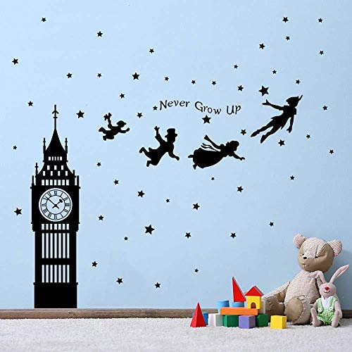 Pegatinas de pared Pegatinas decorativas de Peter Pan Big Ben volando hadas decoración de la pared dormitorio niños bebé jardín de infantes sala de estar