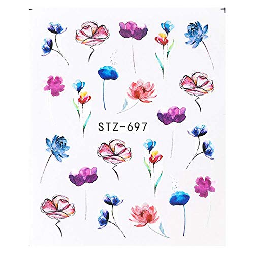 Pegatinas Uñas，Kapmore 24 Hojas Pegatinas Uñas Decorativas Nail Art Stickers Elegante Estampado de Fores Decoracion (1)