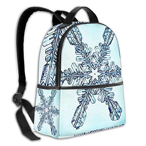 PEIGJH Mochilas Escolares Bolsa Daypack Mochila Tipo Casual para Niños y Niñas para Portátiles y Netbooks Copo de Nieve de Cristal de Hielo Azul Nieve