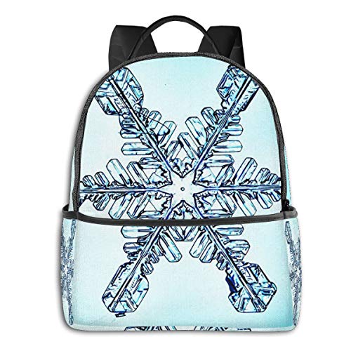 PEIGJH Mochilas Escolares Bolsa Daypack Mochila Tipo Casual para Niños y Niñas para Portátiles y Netbooks Copo de Nieve de Cristal de Hielo Azul Nieve