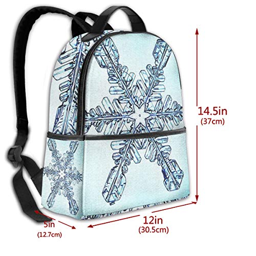 PEIGJH Mochilas Escolares Bolsa Daypack Mochila Tipo Casual para Niños y Niñas para Portátiles y Netbooks Copo de Nieve de Cristal de Hielo Azul Nieve