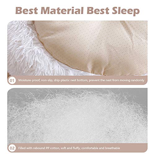 Pejoye Redonda Felpa Cama Perro Gato, Cama calmante para Grande Pequeño Mascota Invierno, Cómoda y Lavable, 50/60/70CM, Gris Claro/Gris Oscuro/Rosa/Caqui/Albaricoque