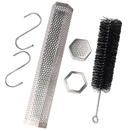 Pellet Smoker Tube Stainless Steel 12 "Plus Free Tube Brush - Mejora los sabores de las carnes a la brasa y las verduras Funciona con cualquier Eléctrico, Gas, Infrarrojo, Parrilla de carbón