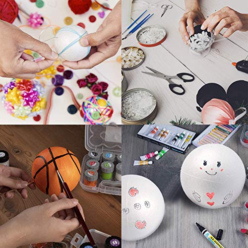 Pelotas de espuma para manualidades, bebester, 83 piezas de bolas de poliestireno para manualidades, bolas de espuma blancas, 6 tamaños, para manualidades, decoración de bodas, modelado de ciencias
