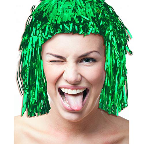 Pelucas Metal Brillante para Mujer Set de Pelucas Brillante Brillante Pelucas Multicolor para Mujeres Adecuado para Halloween Navideña y Despedida de Soltero (Oro, Plata, Verde, Rosa, Rojo y Azul)