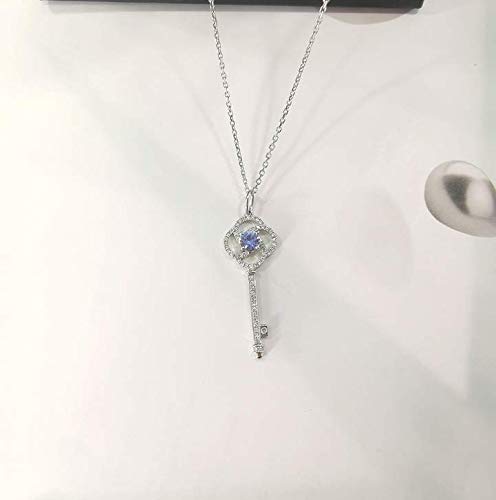 Pendant Los Modelos Estrella de Calle de la Moda de Disparo abren la Puerta a una Gran cantidad de sabiduría Zafiro de 18 Quilates de Oro y Diamantes Clave Collar