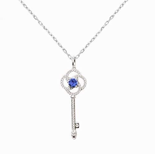 Pendant Los Modelos Estrella de Calle de la Moda de Disparo abren la Puerta a una Gran cantidad de sabiduría Zafiro de 18 Quilates de Oro y Diamantes Clave Collar