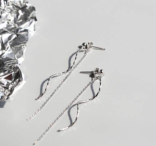 Pendientes de cadena de plata de ley DMSTYLE® con parte trasera curvada, red, temperamen rojo.