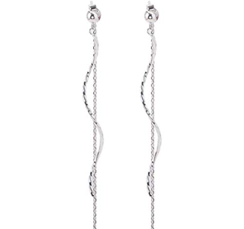 Pendientes de cadena de plata de ley DMSTYLE® con parte trasera curvada, red, temperamen rojo.