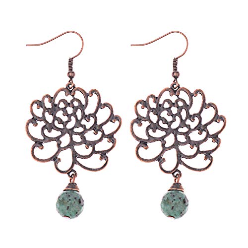 Pendientes hecho a mano corte estilo clásico antiguo estilo de loto piedra ágata colgante pendiente pendientes decorados Primera