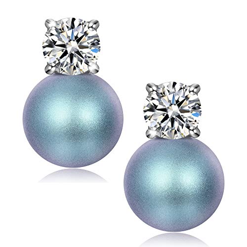 Pendientes Mujer, Plata de Ley 925, Perlas Azul de Swarovski, Joyas para Mujer, Pendientes plata, Regalos para Mujer