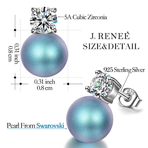Pendientes Mujer, Plata de Ley 925, Perlas Azul de Swarovski, Joyas para Mujer, Pendientes plata, Regalos para Mujer