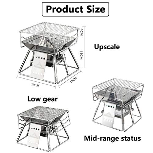 Pequeñas Barbacoas Portatiles De Carbon Sin Humo, Mini Barbacoa Plegable Parrillada Asador Al Aire Libre BBQ con Rejillas De Acero Inoxidable 1-2 Personas Altura Ajustable
