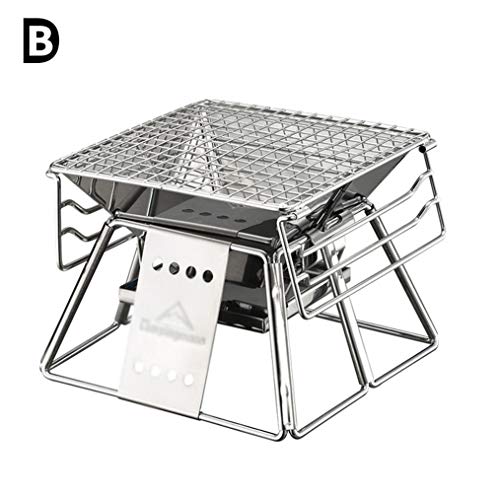 Pequeñas Barbacoas Portatiles De Carbon Sin Humo, Mini Barbacoa Plegable Parrillada Asador Al Aire Libre BBQ con Rejillas De Acero Inoxidable 1-2 Personas Altura Ajustable