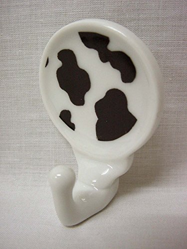 Percha Colgador Gancho Colgar PEQUEÑA Adhesiva Porcelana Manchas Vaca Negra