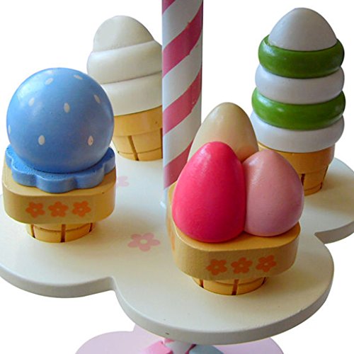 Perfeclan 11 Piezas de Madera de 3 Capas de Soporte de Helado de Fresa Soporte de Juego de Juguete