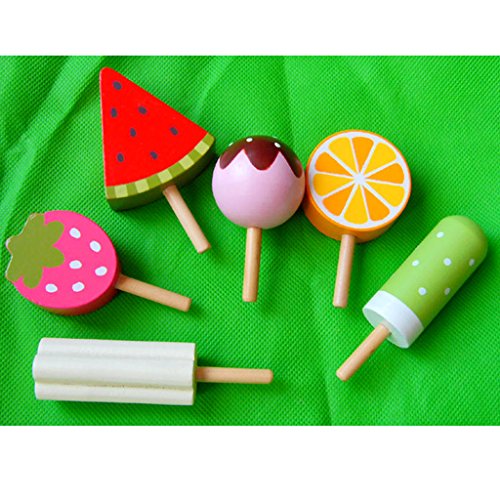 Perfeclan 11 Piezas de Madera de 3 Capas de Soporte de Helado de Fresa Soporte de Juego de Juguete