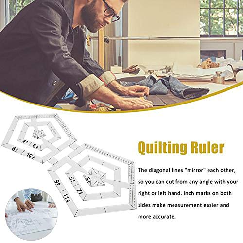 perfecti Regla De Patchwork De Acrílico Regla De Costura Plantillas De Acolchado Grueso Doble Rund Triángulo Pentágono Hexágono DIY para Medir Y Cortar