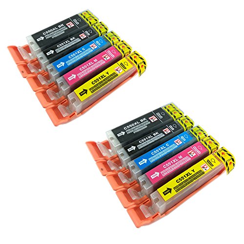 PerfectPrint - 10 compatibles PGI-550 CLI-551 cartuchos de tinta para impresora de Canon Pixma MG5450 MG5550 MG6350 MG6450 MX725 MX925 IP7150 iP7250