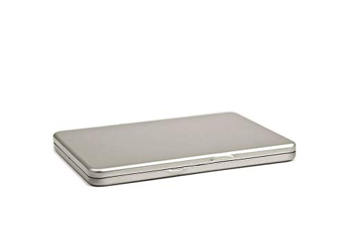 Perfekto24 Caja de Metal para Guardar CD, Tapa Rectangular, 19 x 13,5 x 1,8 cm, Cuadrada, vacía, Color Plata Mate, para Uso Universal