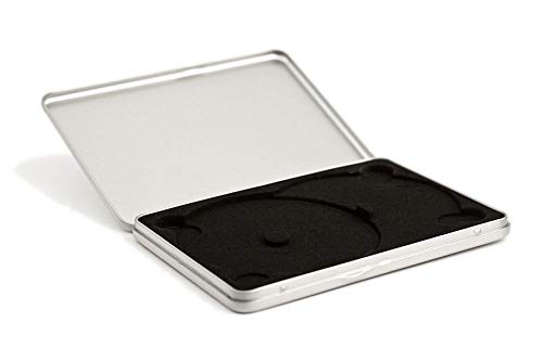Perfekto24 Caja de Metal para Guardar CD, Tapa Rectangular, 19 x 13,5 x 1,8 cm, Cuadrada, vacía, Color Plata Mate, para Uso Universal