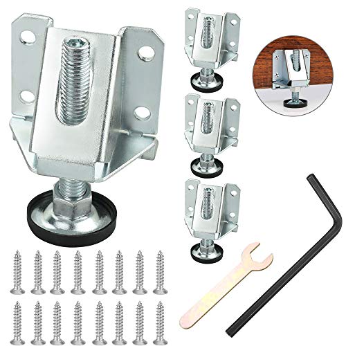 PERFETSELL 4 Pcs Nivelador de Muebles de Madera Ajustable Pies Niveladores para Mesas Patas Niveladoras Roscadas Patas de Nivelación Patas para Mesas Muebles Estanterías Maquinas (M10 x 75mm)