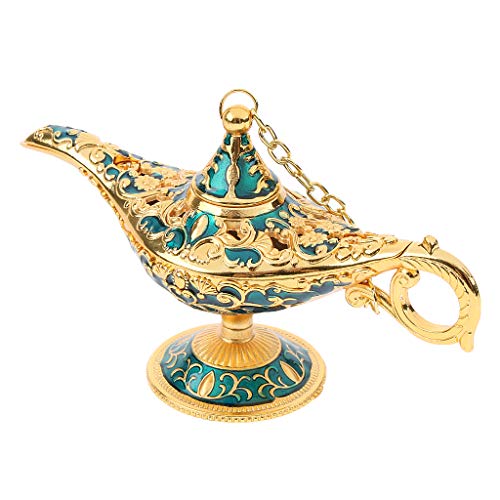 perfk Lámpara Clásica de Aladdin de Metal Decorativos Herramientas Industrial Suministro de Máquinas - Azul dorado