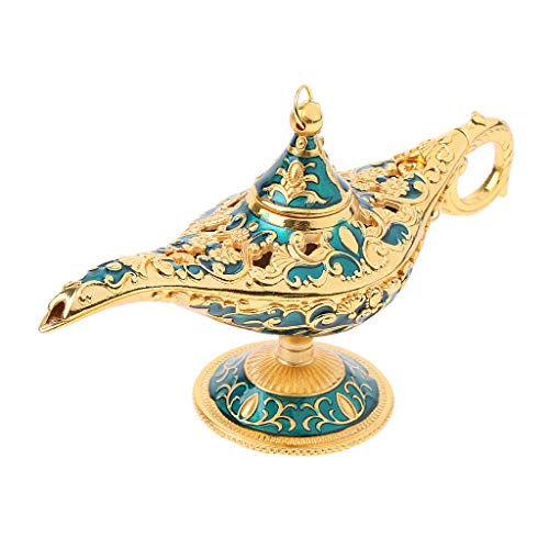 perfk Lámpara Clásica de Aladdin de Metal Decorativos Herramientas Industrial Suministro de Máquinas - Azul dorado