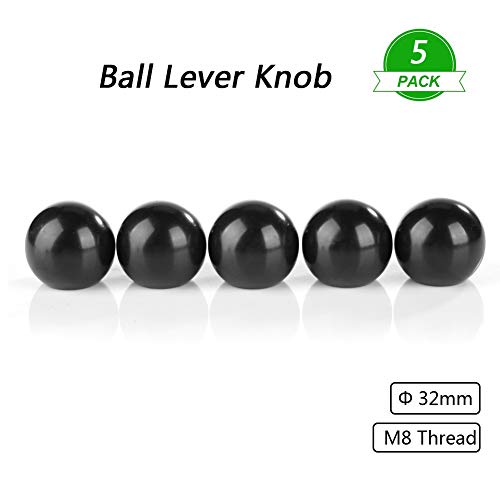 Perilla de bola 5Pcs, BM8 * 32 Manija de perilla de bola de baquelita Palanca de cambio de marcha redonda Manija de la máquina Manija de tornillo Tuerca de cobre Inserción Fabricada con accesorios de