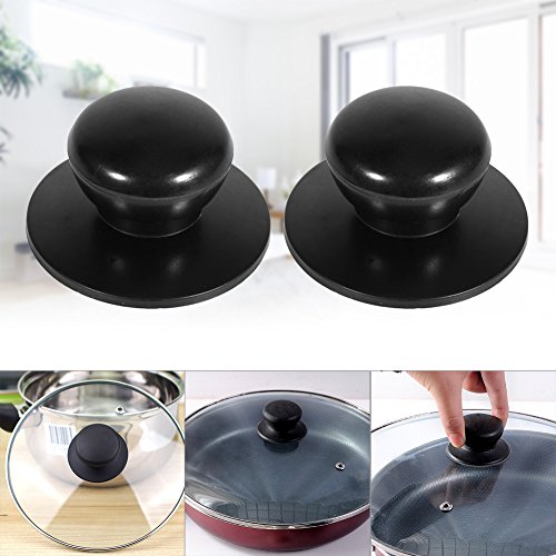 Perilla de La Tapa de La Olla 2pcs, Bakelite Tapa De La Tapa de La Tapa de La Olla Manija Manija de La Cocina Negro Reemplazo Cacerola Tetera de La Tapa de La Perilla Reemplazo de Las Asas Manijas