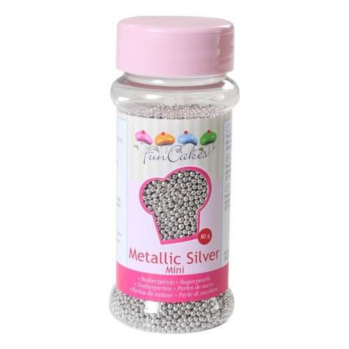Perlas azucar metal.80gr funca g42730-plata 2mm