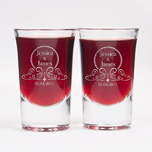 Personalizado vasos de chupito conjunto de 2 – Vasos de chupito de cristal transparente personalizada grabada con láser – 1,25 oz