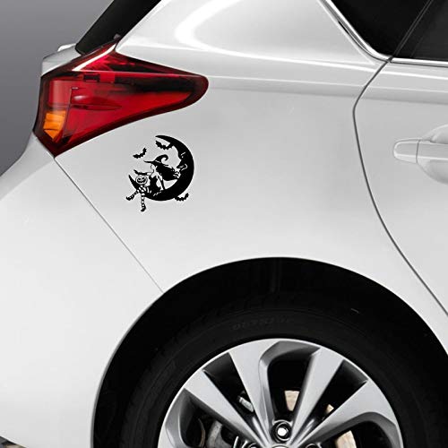 Personalized car stickers Divertido bate de la silueta de la bruja del parachoques pegatinas decorativas silueta ventana del coche de vinilo ajuste 13.3X13.6CM csfssd (Color : Black)