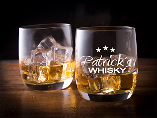 Personello® Vaso de Whisky con Grabado, Motivo Estrellas, Nombre Personalizado, Vaso de Whisky Grabado Tumbler Grabado