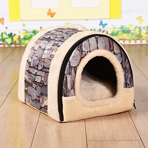 Pet Online Casa Pet algodón limpieza desmontables disponibles cuatro estaciones cálida y hermosa casa pequeña kennel pet suministros, S: 35 * 30 * 28 cm, gris piedra