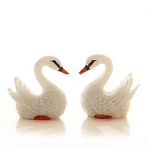 Pet Online Cóctel de pescado Scene White Swan Pato ornamento de resina Micro acuario pequeño paisaje, Decoración 5.5 * 5cm