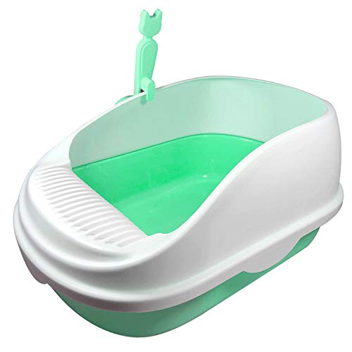 Pet Online Productos de Limpieza para Mascotas Caja de Arena semicerrada ecológica para Limpiar el Inodoro para Gatos, 40 × 30 × 18 cm, Verde