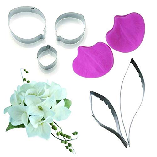 Pétalo de la Flor Veinier Silicona Moldes Acero Inoxidable Fondant Cortador Juego, Decoración Tartas Toosl Galletas para Hornear, Fuente Horno Sugarcract Chocolate Pasta Goma - Orquideas Juego