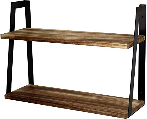 Peter's Goods Estantes de Pared Flotantes Rústicos de 2 Niveles para Dormitorio, Cocina, Sala de Estar, Decoración y Almacenamiento de Baño - Estantería Rústica Moderna de Granja, Estanterías