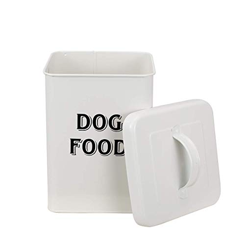 Pethiy Juego de recipientes para Comida y Dulces para Perros, con Cuchara para Perros, de Acero al Carbono con Revestimiento de Polvo de Color Crema, Tapas Ajustadas, latas de Almacenamiento pequeñas