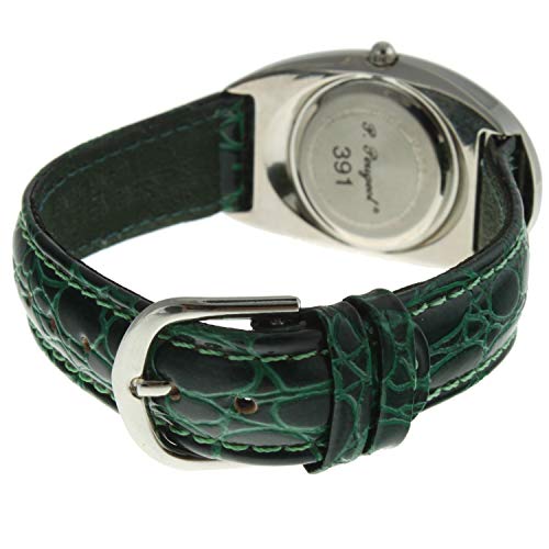 Peugeot Women Large Oval Watch - Easy Reader with Large Arabic Numerals and Leather Band