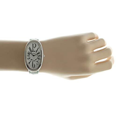 Peugeot Women Large Oval Watch - Easy Reader with Large Arabic Numerals and Leather Band