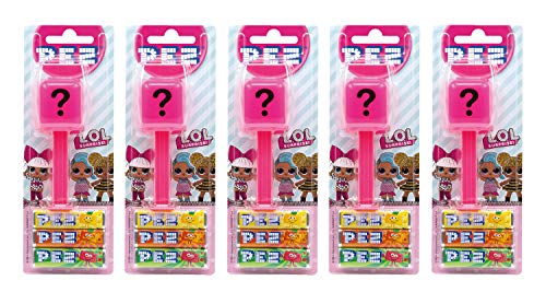PEZ set de dispensadores L.O.L. Surprise (5 dispensadores con 3 recargas de caramelos PEZ de 8,5g c/u) + 1 paquete de recargas (8 recargas de caramelos PEZ de 8,5g c/u)