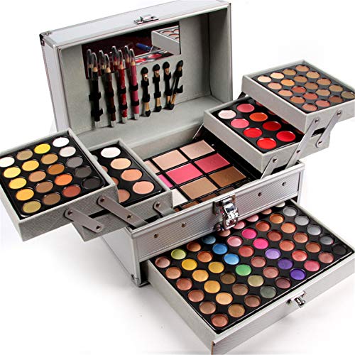 PhantomSky 132 Colores Cosmético Maquillaje Profesional Paleta de Sombra de Ojos con Ceja Polvos Prensados, Polvo y Rubor