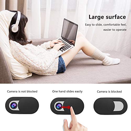 PHASEER Webcam Cover Slider Ultrafina - Cubierta Webcam Adaptable para portátiles, Tabletas, iPad, Macbook Pro, Mac, Macbook Air, iMac (A 3 pcs, Negro)