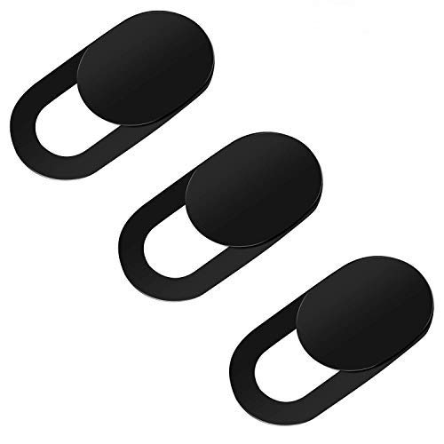 PHASEER Webcam Cover Slider Ultrafina - Cubierta Webcam Adaptable para portátiles, Tabletas, iPad, Macbook Pro, Mac, Macbook Air, iMac (A 3 pcs, Negro)