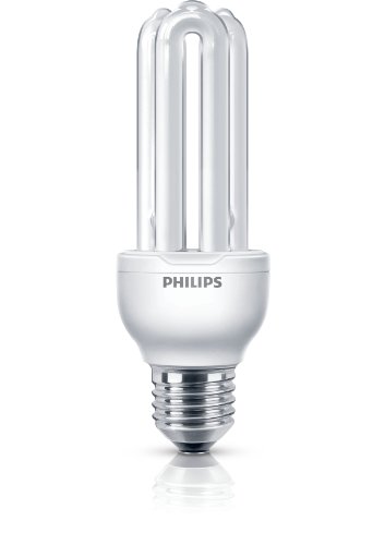 Philips Economy - Bombilla de tubo de bajo consumo (18 W, E27, De U, A, 6000 h, 1100 lm), Blanco