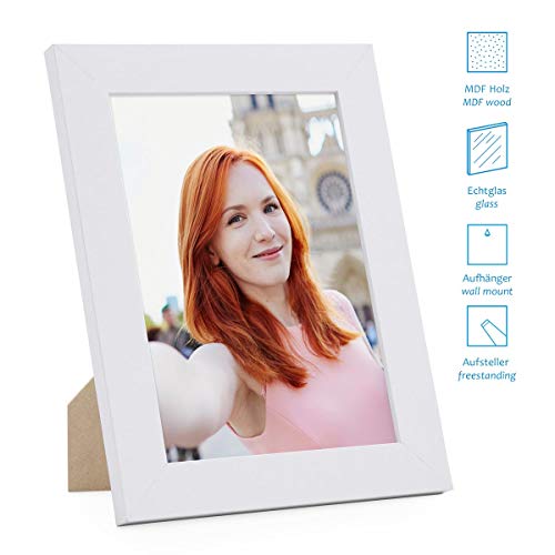 Photolini Juego de 5 Marcos 15x20 cm Basic Collection Modernos, Blancos de MDF, Incluyendo Accesorios/Collage de Fotos/galería de imágenes